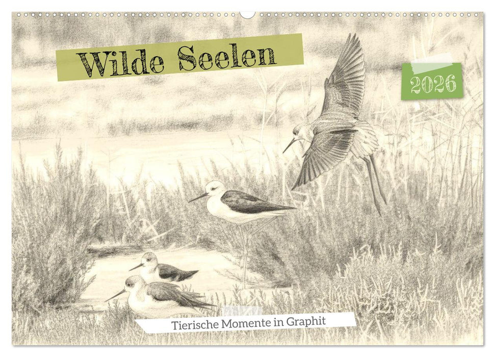 Wilde Seelen - Tierische Momente in Graphit (CALVENDO Wandkalender 2026)
