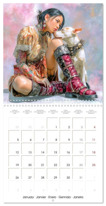 Mangas d'inspiration asiatique – Mangas de femmes tatouées (CALVENDO Calendrier mensuel 2026)