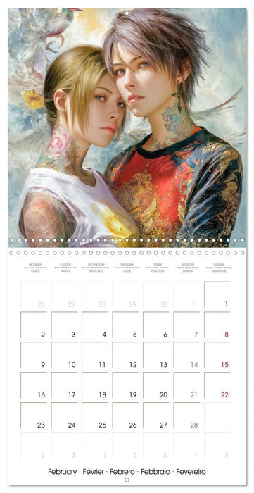 Mangas d'inspiration asiatique – Mangas de femmes tatouées (CALVENDO Calendrier mensuel 2026)