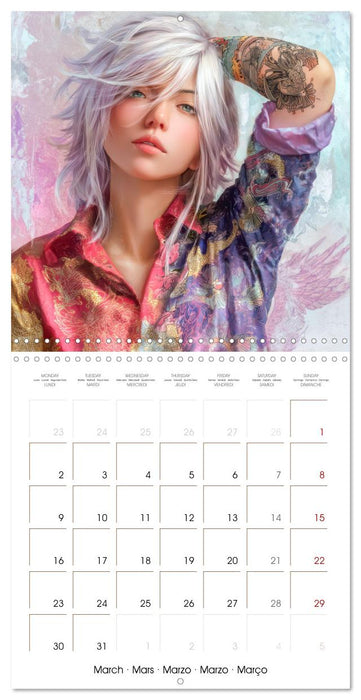 Mangas d'inspiration asiatique – Mangas de femmes tatouées (CALVENDO Calendrier mensuel 2026)