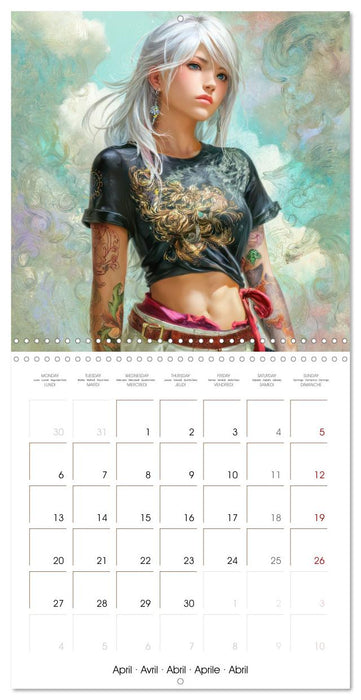 Mangas d'inspiration asiatique – Mangas de femmes tatouées (CALVENDO Calendrier mensuel 2026)