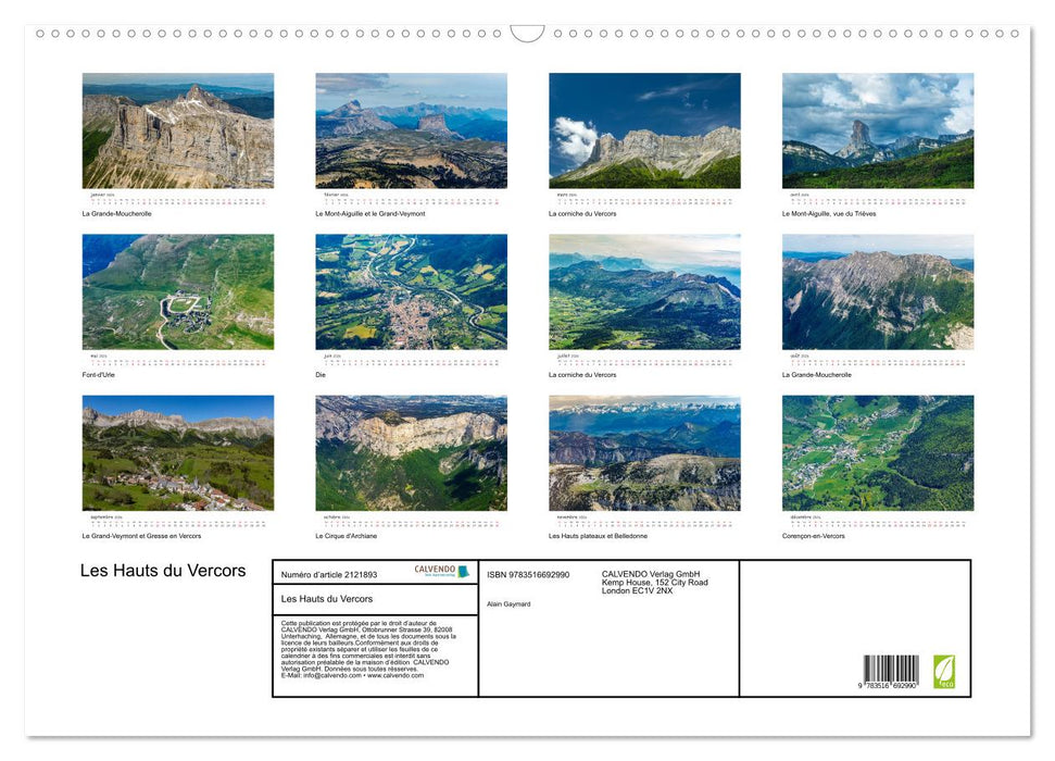 Les Hauts du Vercors (CALVENDO Calendrier mensuel 2026)