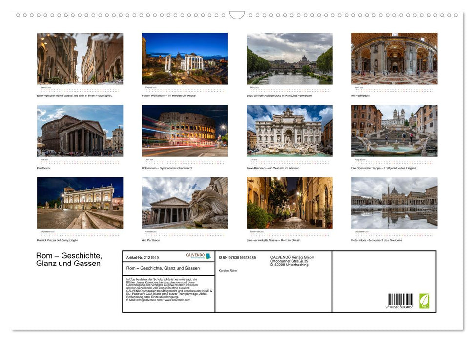 Rom – Geschichte, Glanz und Gassen (CALVENDO Wandkalender 2026)