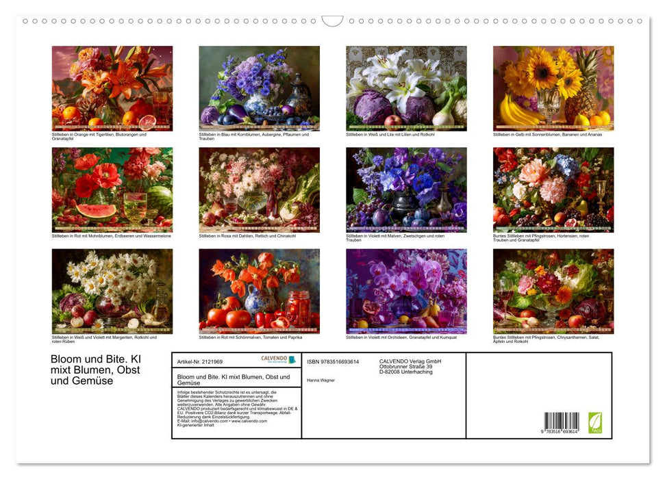 Bloom und Bite. KI mixt Blumen, Obst und Gemüse (CALVENDO Wandkalender 2026)