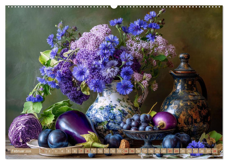 Bloom und Bite. KI mixt Blumen, Obst und Gemüse (CALVENDO Wandkalender 2026)