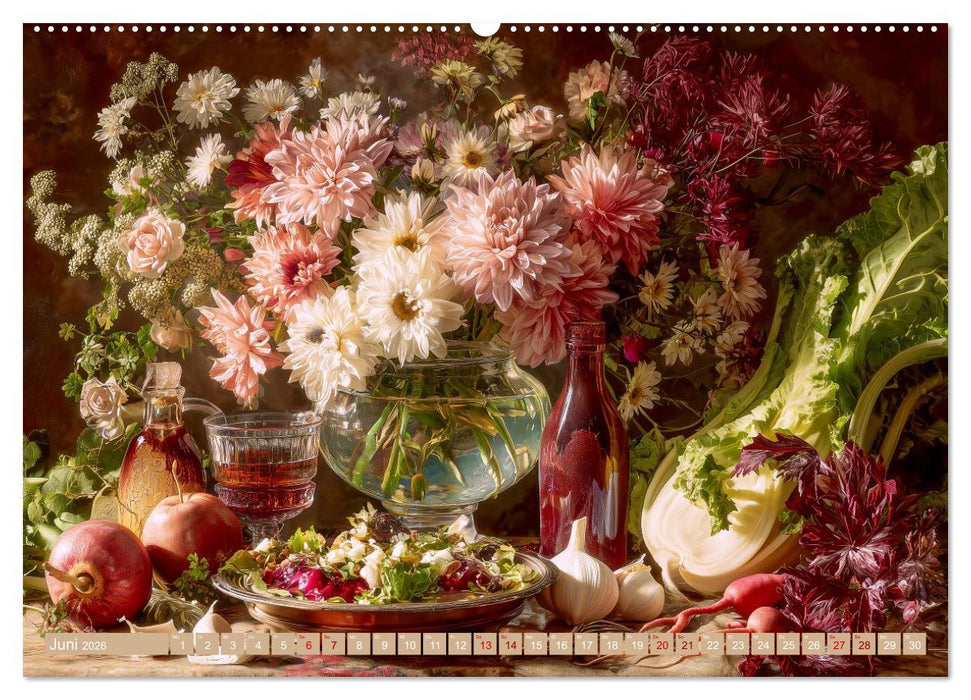 Bloom und Bite. KI mixt Blumen, Obst und Gemüse (CALVENDO Wandkalender 2026)