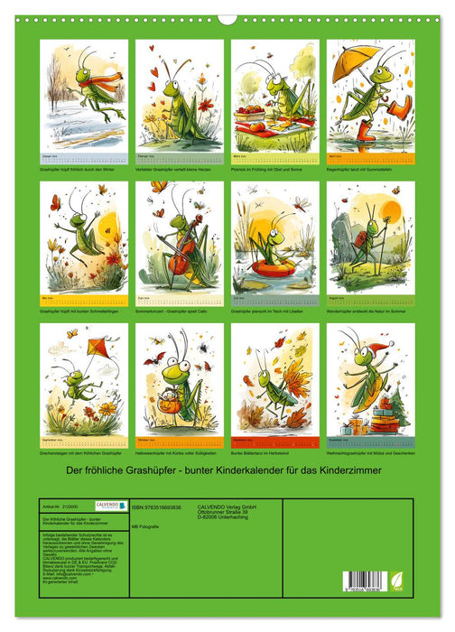 Der fröhliche Grashüpfer - bunter Kinderkalender für das Kinderzimmer (CALVENDO Wandkalender 2026)