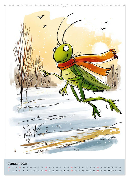 Der fröhliche Grashüpfer - bunter Kinderkalender für das Kinderzimmer (CALVENDO Wandkalender 2026)