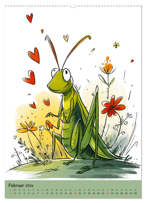 Der fröhliche Grashüpfer - bunter Kinderkalender für das Kinderzimmer (CALVENDO Wandkalender 2026)