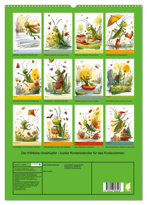 Der fröhliche Grashüpfer - bunter Kinderkalender für das Kinderzimmer (CALVENDO Premium Wandkalender 2026)