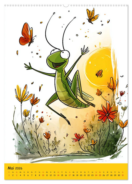 Der fröhliche Grashüpfer - bunter Kinderkalender für das Kinderzimmer (CALVENDO Premium Wandkalender 2026)