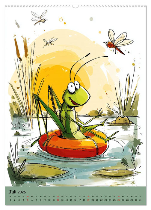 Der fröhliche Grashüpfer - bunter Kinderkalender für das Kinderzimmer (CALVENDO Premium Wandkalender 2026)