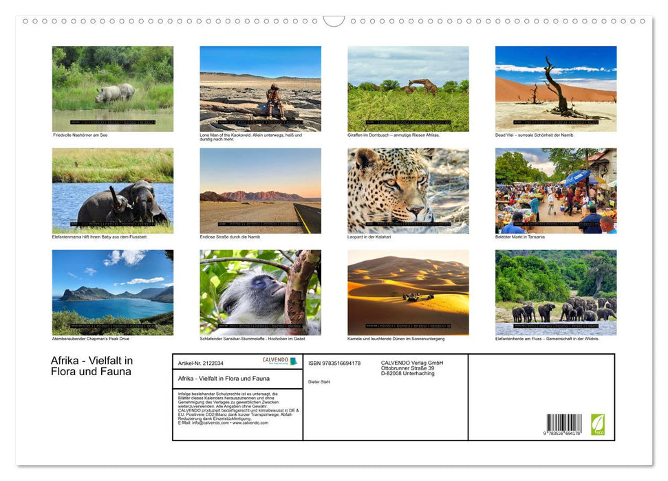 Afrika - Vielfalt in Flora und Fauna (CALVENDO Wandkalender 2026)