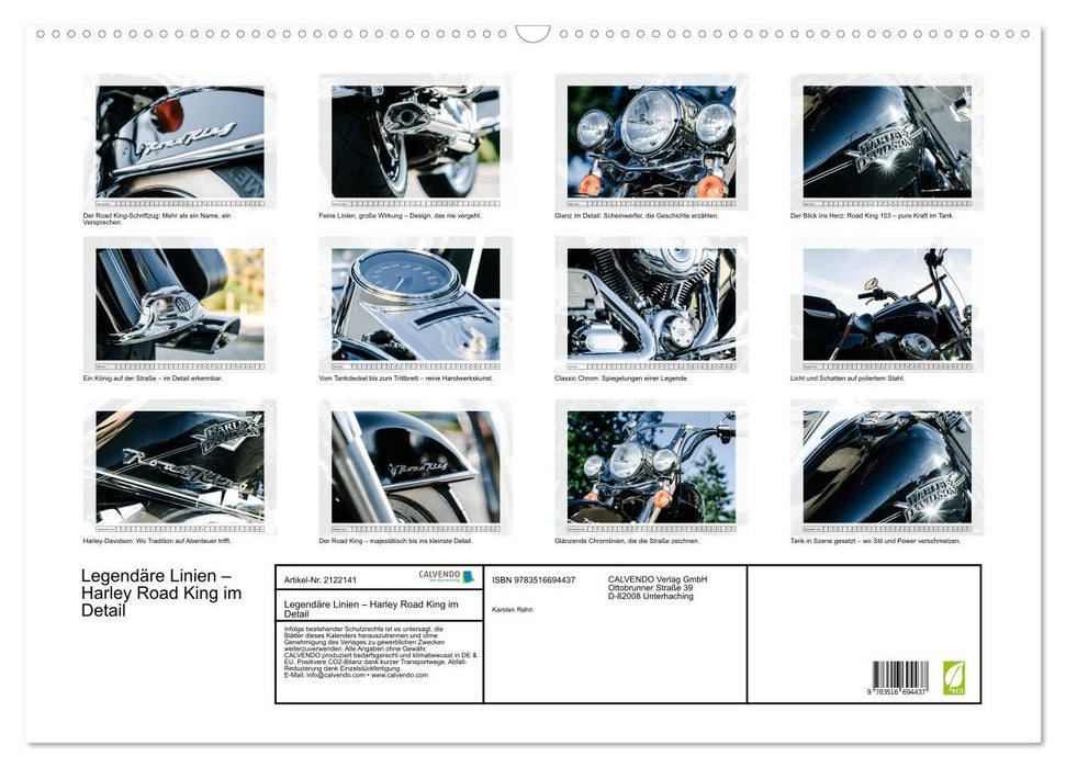 Legendäre Linien – Harley Road King im Detail (CALVENDO Wandkalender 2026)