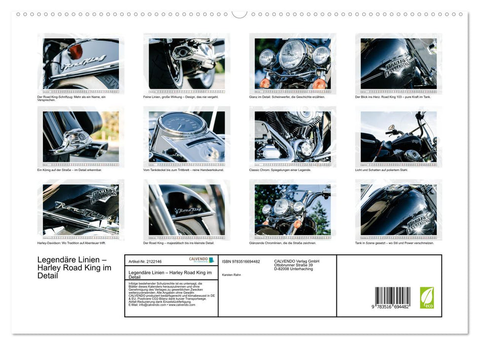 Legendäre Linien – Harley Road King im Detail (CALVENDO Premium Wandkalender 2026)
