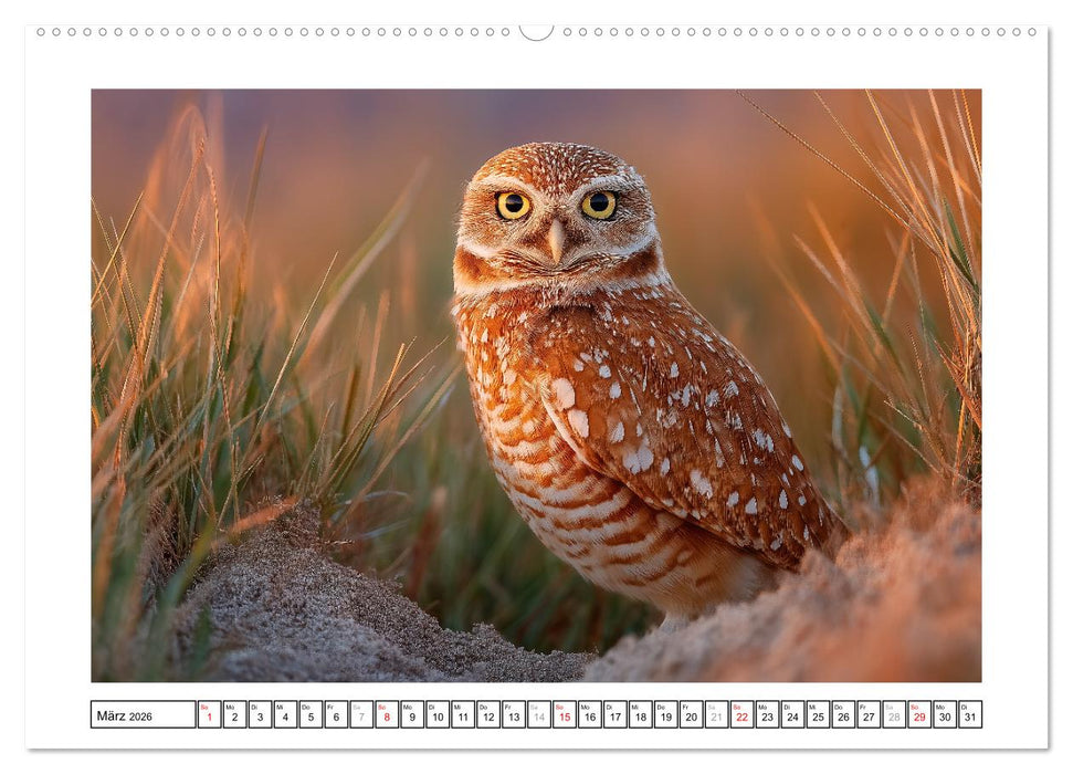Eulen aus aller Welt - Faszinierende Jäger der Nacht (CALVENDO Premium Wandkalender 2026)