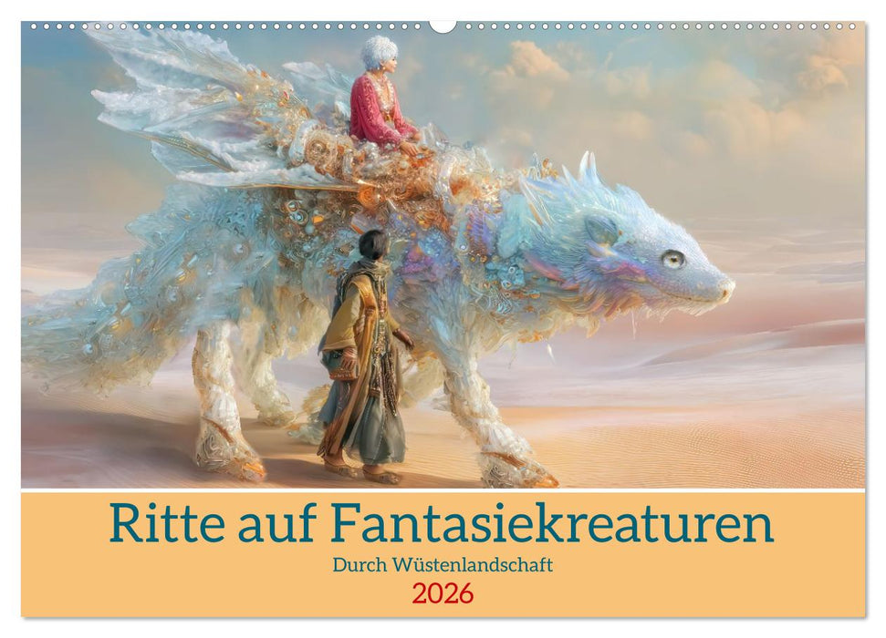 Ritte auf Fantasiekreaturen - Durch Wüstenlandschaft (CALVENDO Wandkalender 2026)