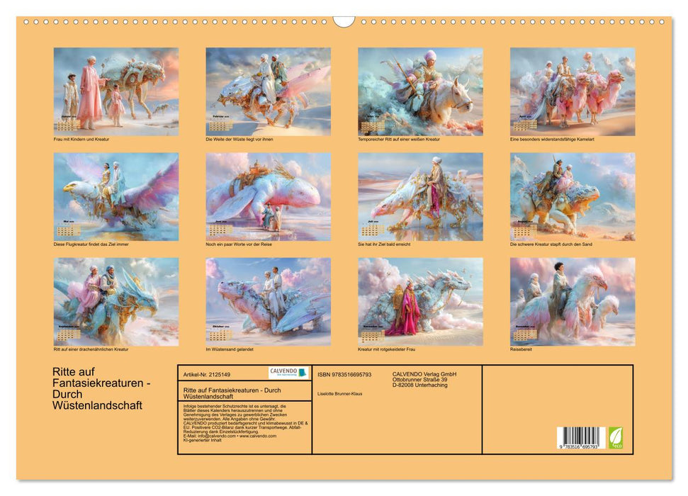 Ritte auf Fantasiekreaturen - Durch Wüstenlandschaft (CALVENDO Wandkalender 2026)