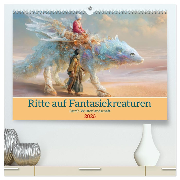 Ritte auf Fantasiekreaturen - Durch Wüstenlandschaft (CALVENDO Premium Wandkalender 2026)