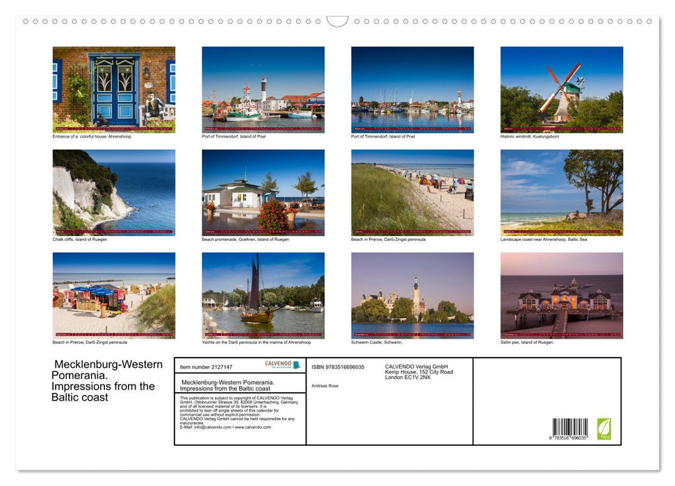 Mecklenburg-Western Pomerania. Impressions from the Baltic coast (CALVENDO Monthly Calendar 2026)
