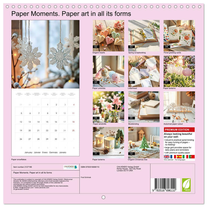 Paper Moments. Paper art in all its forms (CALVENDO Monthly Calendar 2026)