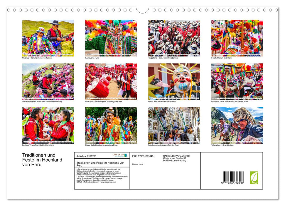 Traditionen und Feste im Hochland von Peru (CALVENDO Wandkalender 2026)