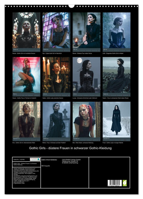 Gothic Girls - düstere Frauen in schwarzer Gothic-Kleidung (CALVENDO Wandkalender 2026)