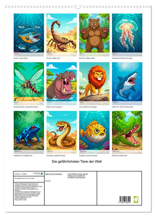 Die gefährlichsten Tiere der Welt (CALVENDO Wandkalender 2026)