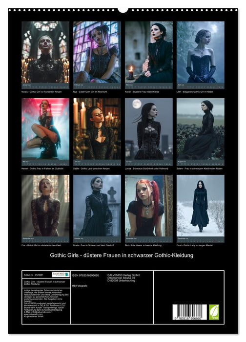 Gothic Girls - düstere Frauen in schwarzer Gothic-Kleidung (CALVENDO Premium Wandkalender 2026)