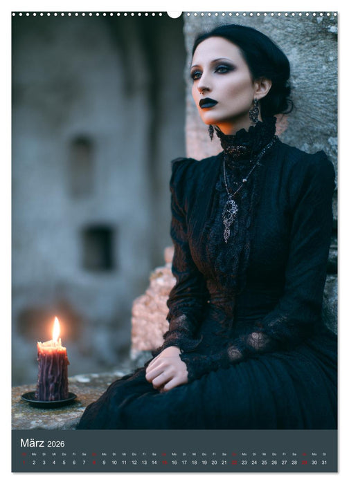 Gothic Girls - düstere Frauen in schwarzer Gothic-Kleidung (CALVENDO Premium Wandkalender 2026)
