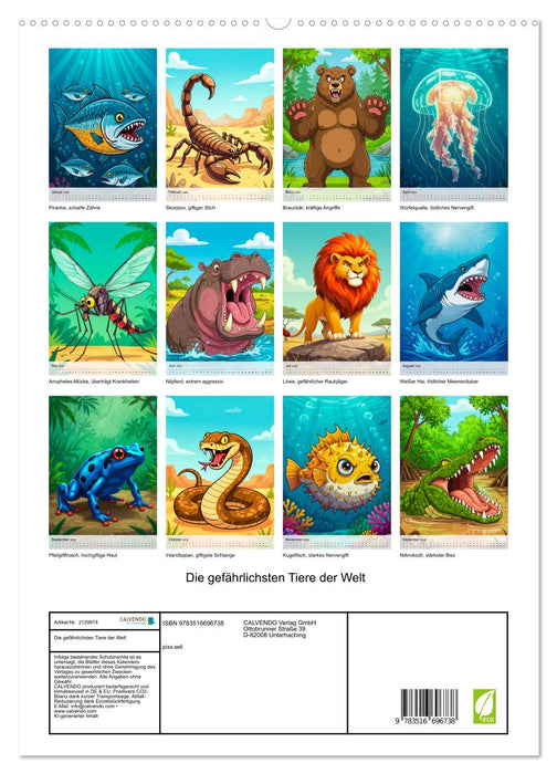 Die gefährlichsten Tiere der Welt (CALVENDO Premium Wandkalender 2026)