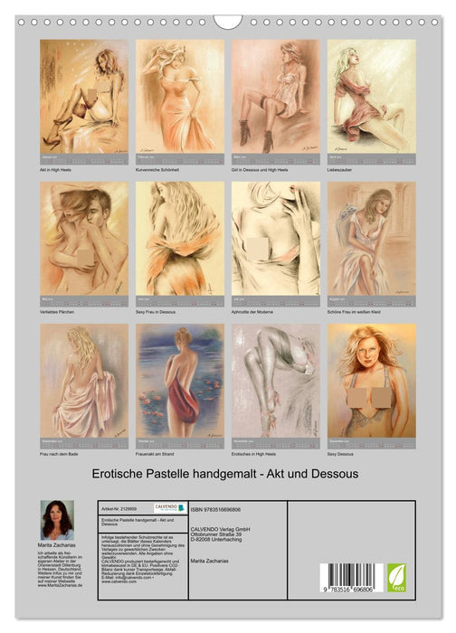 Erotische Pastelle handgemalt - Akt und Dessous (CALVENDO Wandkalender 2026)