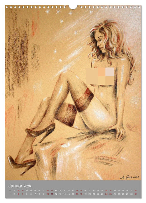 Erotische Pastelle handgemalt - Akt und Dessous (CALVENDO Wandkalender 2026)