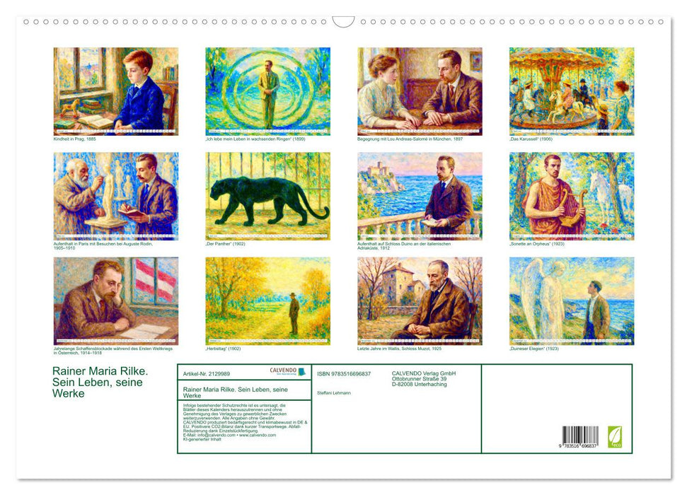Rainer Maria Rilke. Sein Leben, seine Werke (CALVENDO Wandkalender 2026)