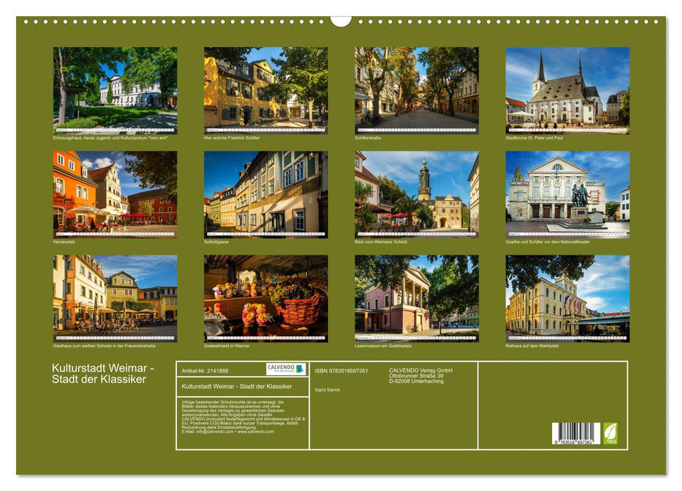 Kulturstadt Weimar - Stadt der Klassiker (CALVENDO Wandkalender 2026)