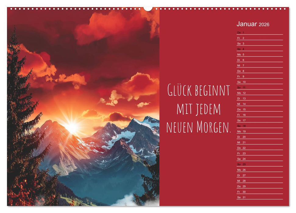 Eine Portion Glück - Motivationskalender fürs ganze Jahr (CALVENDO Wandkalender 2026)