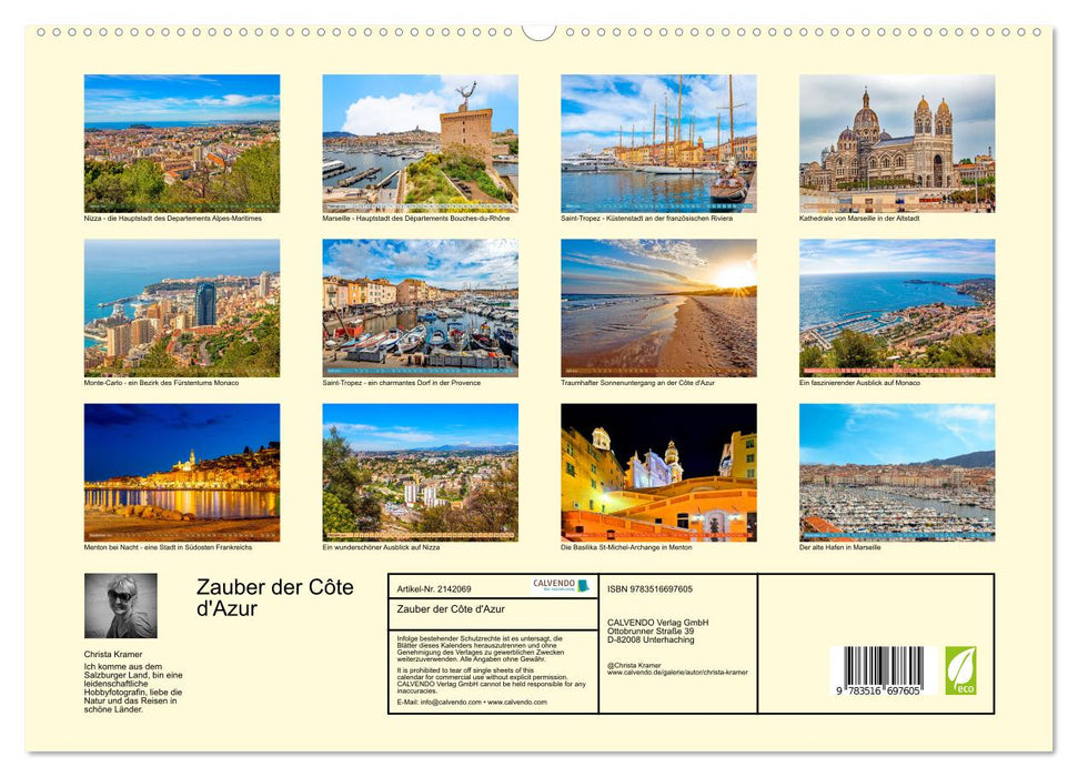 Zauber der Côte d'Azur (CALVENDO Premium Wandkalender 2026)