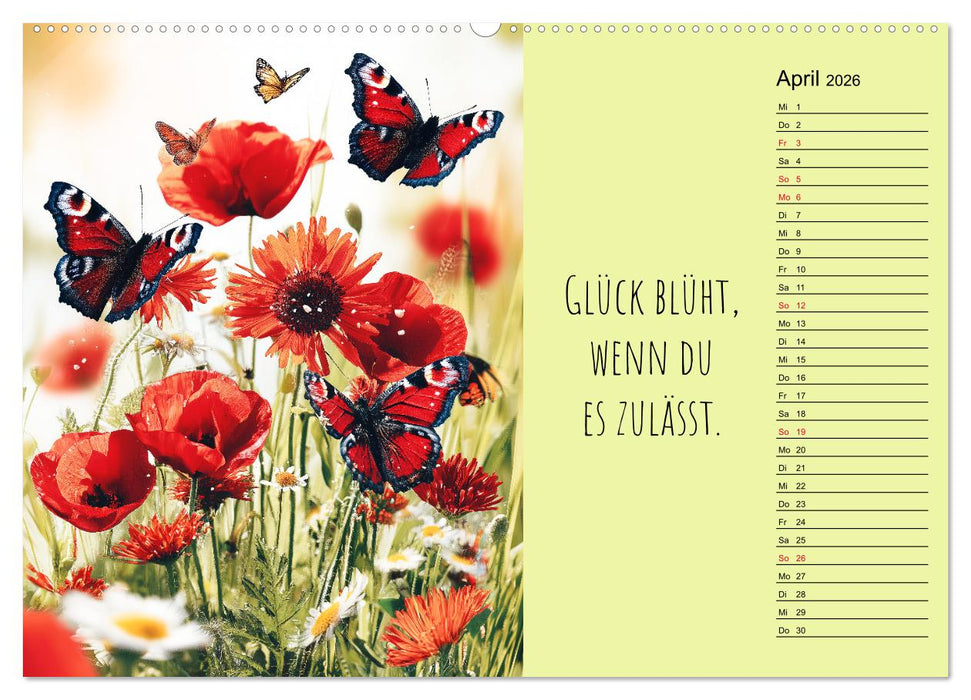 Eine Portion Glück - Motivationskalender fürs ganze Jahr (CALVENDO Premium Wandkalender 2026)