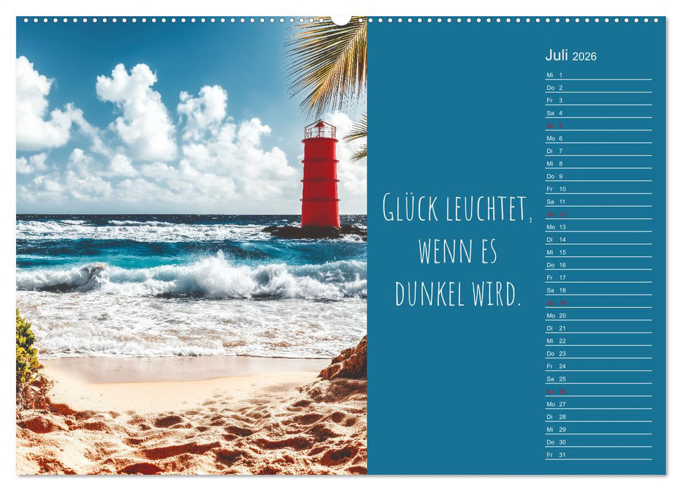 Eine Portion Glück - Motivationskalender fürs ganze Jahr (CALVENDO Premium Wandkalender 2026)