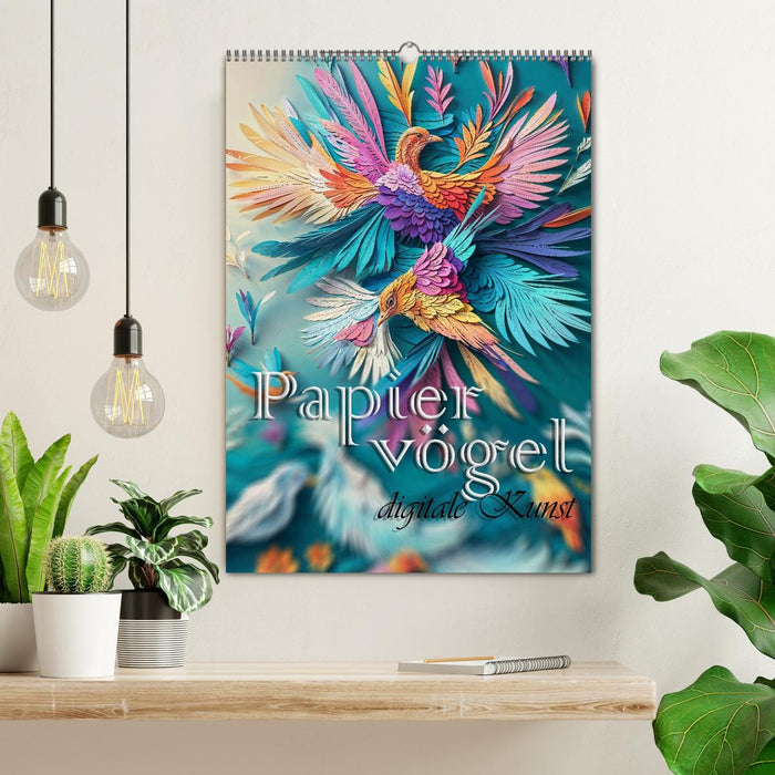 Papiervögel - Digitale Kunst (CALVENDO Wandkalender 2026)