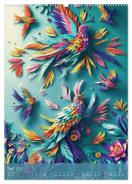 Papiervögel - Digitale Kunst (CALVENDO Wandkalender 2026)