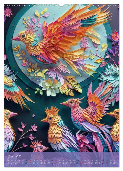 Papiervögel - Digitale Kunst (CALVENDO Wandkalender 2026)