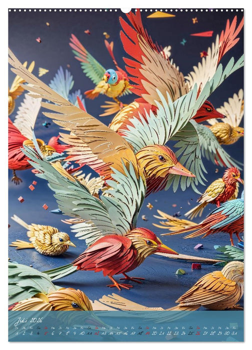 Papiervögel - Digitale Kunst (CALVENDO Premium Wandkalender 2026)