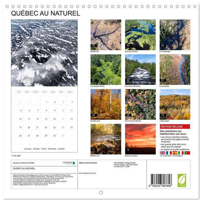QUÉBEC AU NATUREL (CALVENDO Calendrier mensuel 2026)