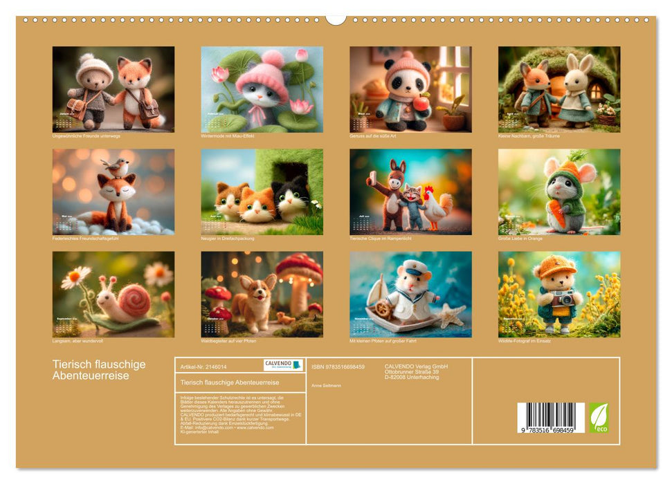 Tierisch flauschige Abenteuerreise (CALVENDO Premium Wandkalender 2026)