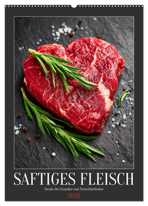Saftiges Fleisch - Steaks für Genießer und Fleischliebhaber (CALVENDO Wandkalender 2026)