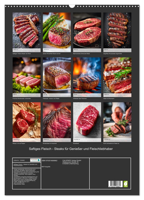 Saftiges Fleisch - Steaks für Genießer und Fleischliebhaber (CALVENDO Wandkalender 2026)