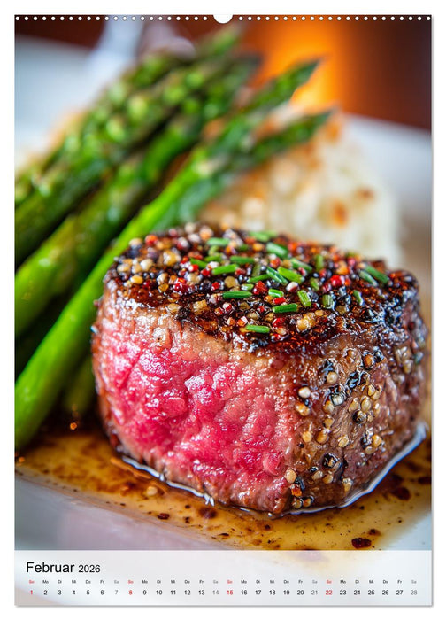 Saftiges Fleisch - Steaks für Genießer und Fleischliebhaber (CALVENDO Wandkalender 2026)