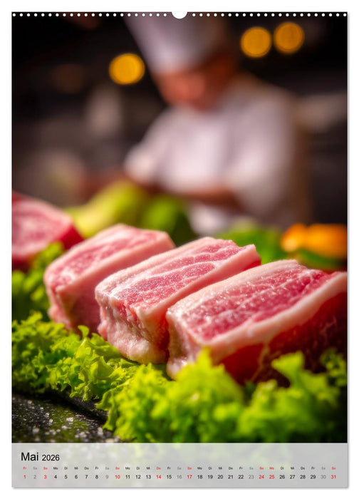 Saftiges Fleisch - Steaks für Genießer und Fleischliebhaber (CALVENDO Wandkalender 2026)