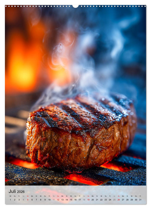 Saftiges Fleisch - Steaks für Genießer und Fleischliebhaber (CALVENDO Premium Wandkalender 2026)